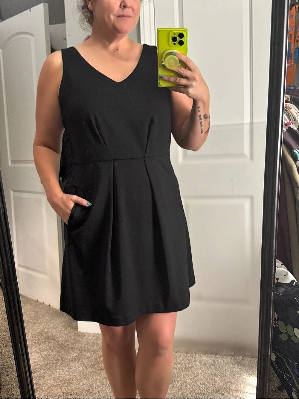 LOFT Black V-Neck Mini Dress Size 14 Like New